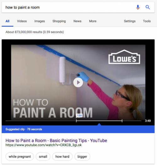 Google Suggested Clip Video Featured Snippet
